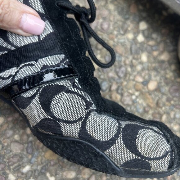 Coach Signature Katelyn Jacquard Logo Lace Up Black Sneakers Size 8 M - Picture 7 of 15